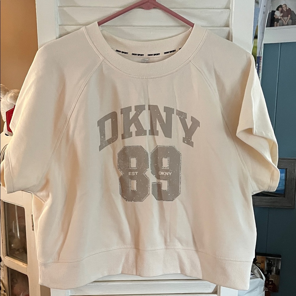 DKNY Cream Logo Sweatshirt cropped